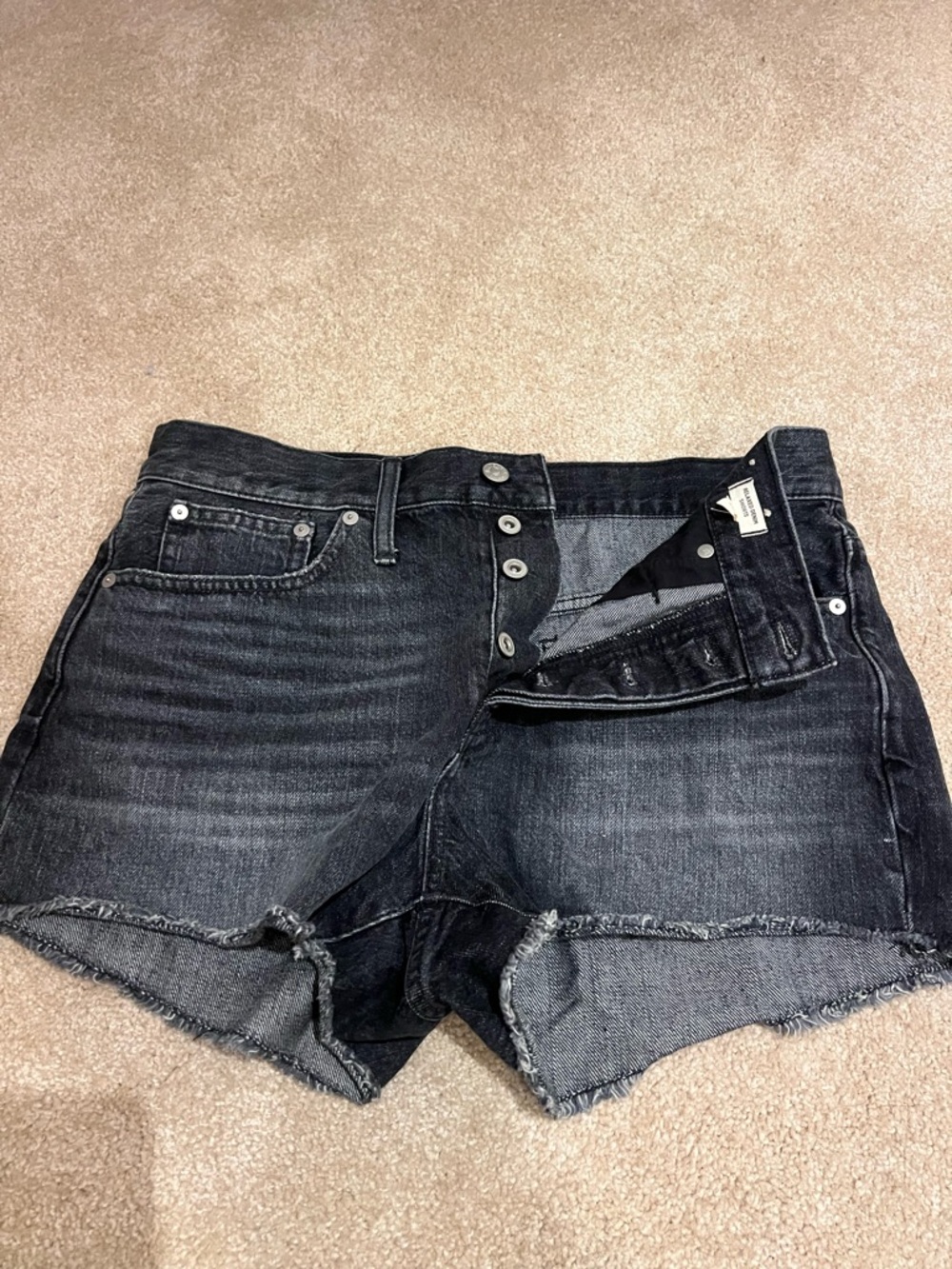 Madewell High Waisted Black Denim Cutoff Shorts